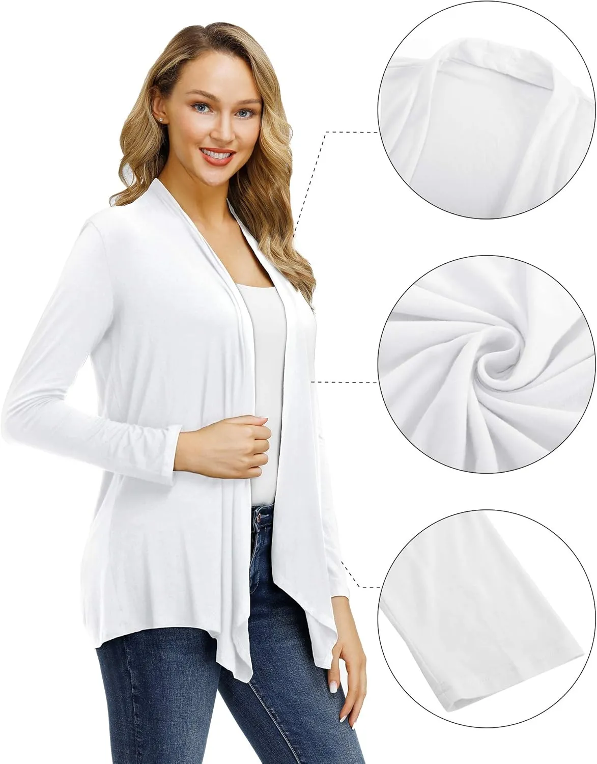 Cardigans for Women Casual Open Front Long Sleeve Lightweight Soft Basic Cardigan