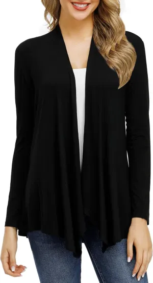 Cardigans for Women Casual Open Front Long Sleeve Lightweight Soft Basic Cardigan