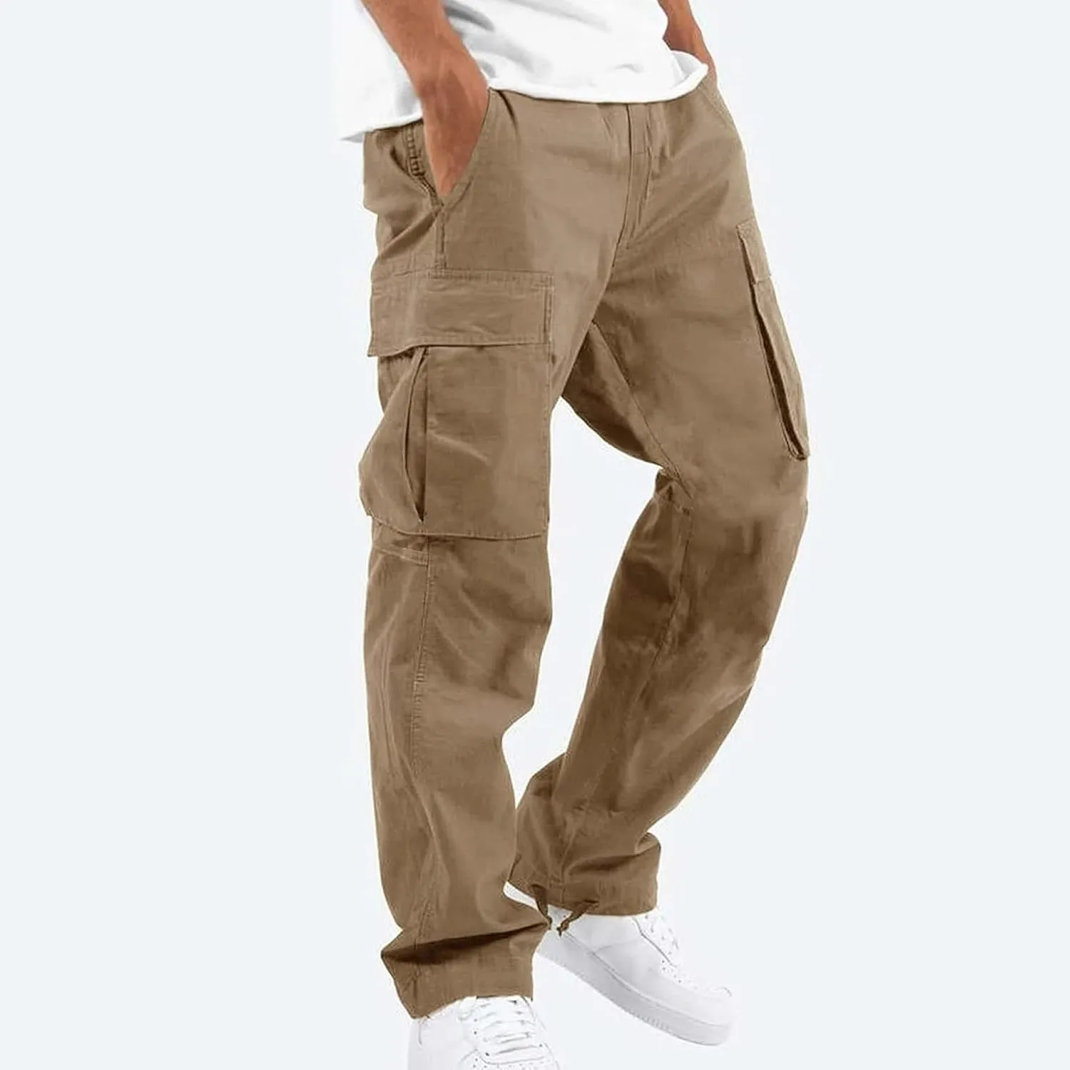Cargo Pants for Men Baggy Drawstring Elastic Waist Sweatpants Stylish with Pockets Work Pants 2024 Joggers Trousers