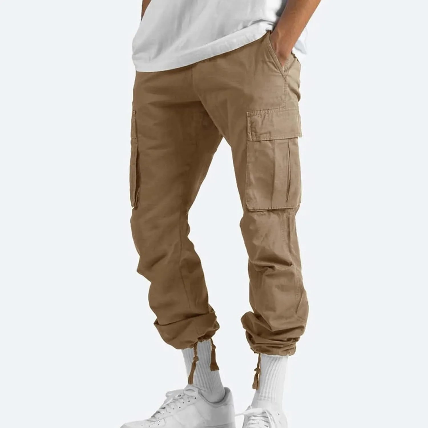 Cargo Pants for Men Baggy Drawstring Elastic Waist Sweatpants Stylish with Pockets Work Pants 2024 Joggers Trousers
