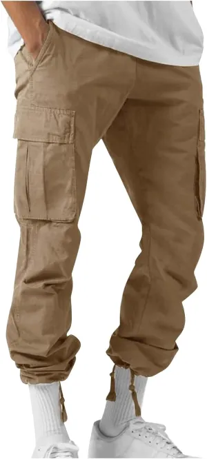 Cargo Pants for Men Baggy Drawstring Elastic Waist Sweatpants Stylish with Pockets Work Pants 2024 Joggers Trousers