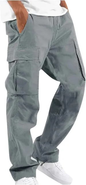 Cargo Pants for Men Baggy Elastic Waist Drawstring Pants with Multi Pockets Fashion Sweatpants 2024 Joggers Trousers