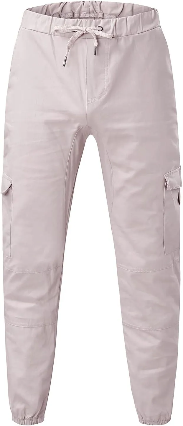 Cargo Pants for Men Big and Tall Men's Heavyweight Fleece Cargo Sweatpants Stretch Elastic Waist Jogger Sports Pants