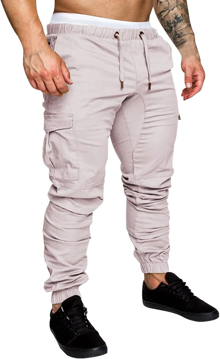 Cargo Pants for Men Big and Tall Men's Heavyweight Fleece Cargo Sweatpants Stretch Elastic Waist Jogger Sports Pants