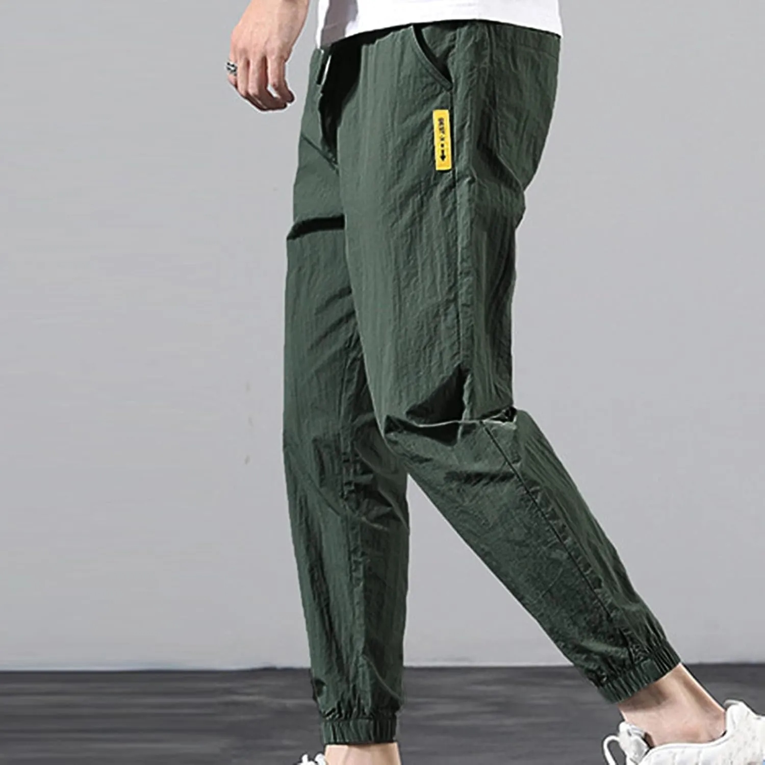 Cargo Pants for Men Cotton Linen Wild Workout Joggers Tapered Leg Work Sweatpants for Men with Pockets Hiking Trousers