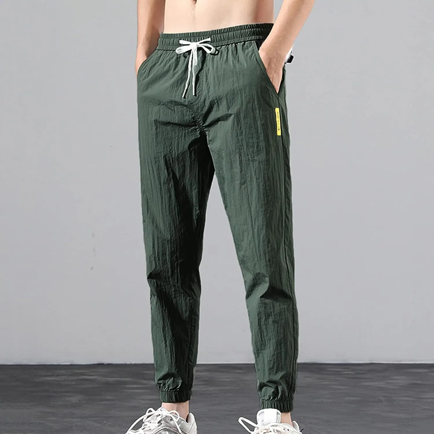 Cargo Pants for Men Cotton Linen Wild Workout Joggers Tapered Leg Work Sweatpants for Men with Pockets Hiking Trousers