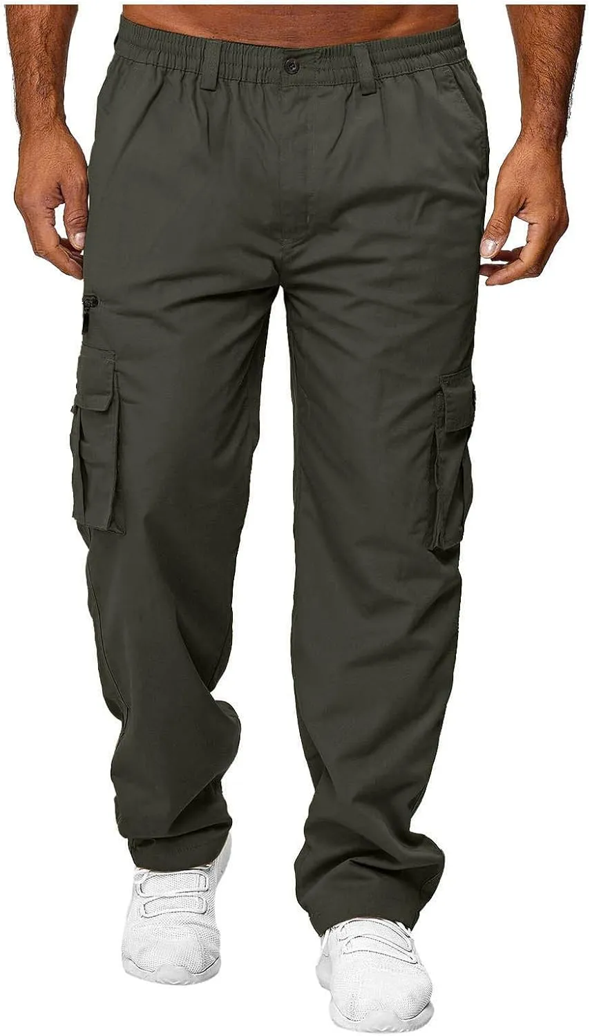 Cargo Pants for Men Multi Pockets Baggy Pants Stretch Skinny Fit Sweatpants Plus Size Hunting Pants 2024