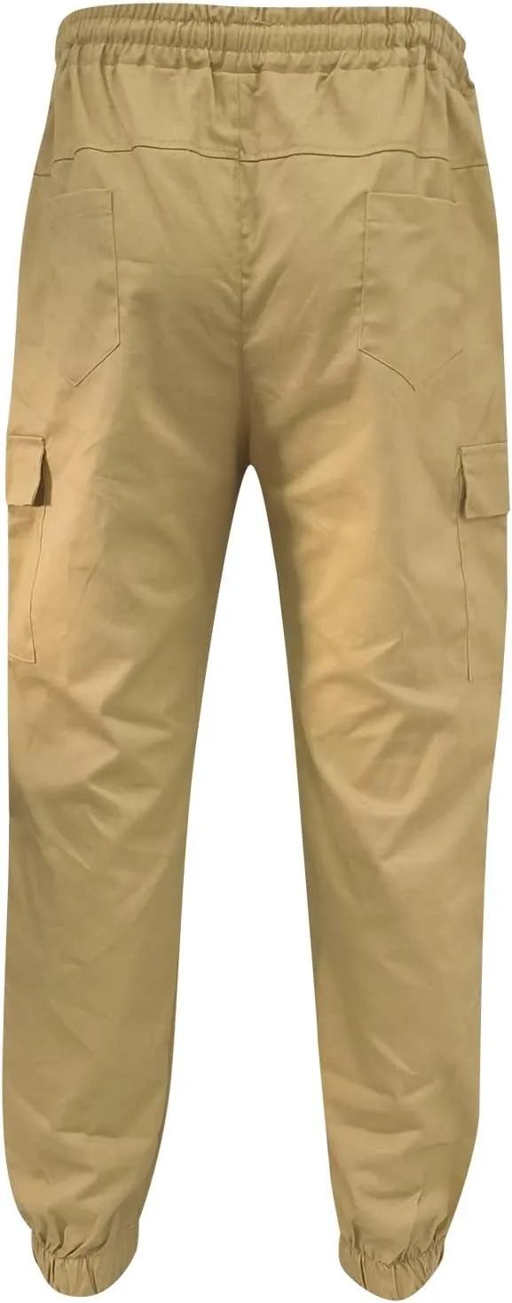 Cargo Pants for Men Work Work Pants Wild Drawstring Sports Jogger with Pockets Long Pants Men's Slim Fit Gym Running