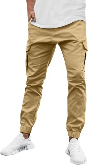 Cargo Pants for Men Work Work Pants Wild Drawstring Sports Jogger with Pockets Long Pants Men's Slim Fit Gym Running