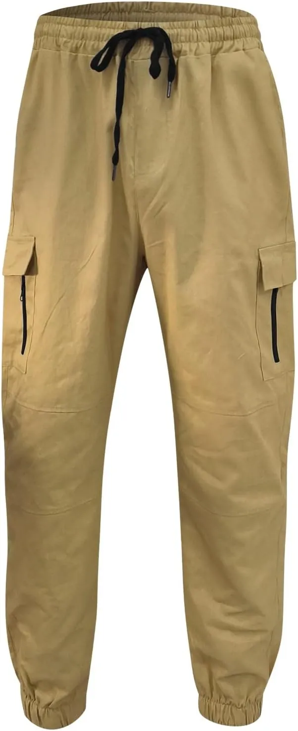 Cargo Pants for Men Work Work Pants Wild Drawstring Sports Jogger with Pockets Long Pants Men's Slim Fit Gym Running
