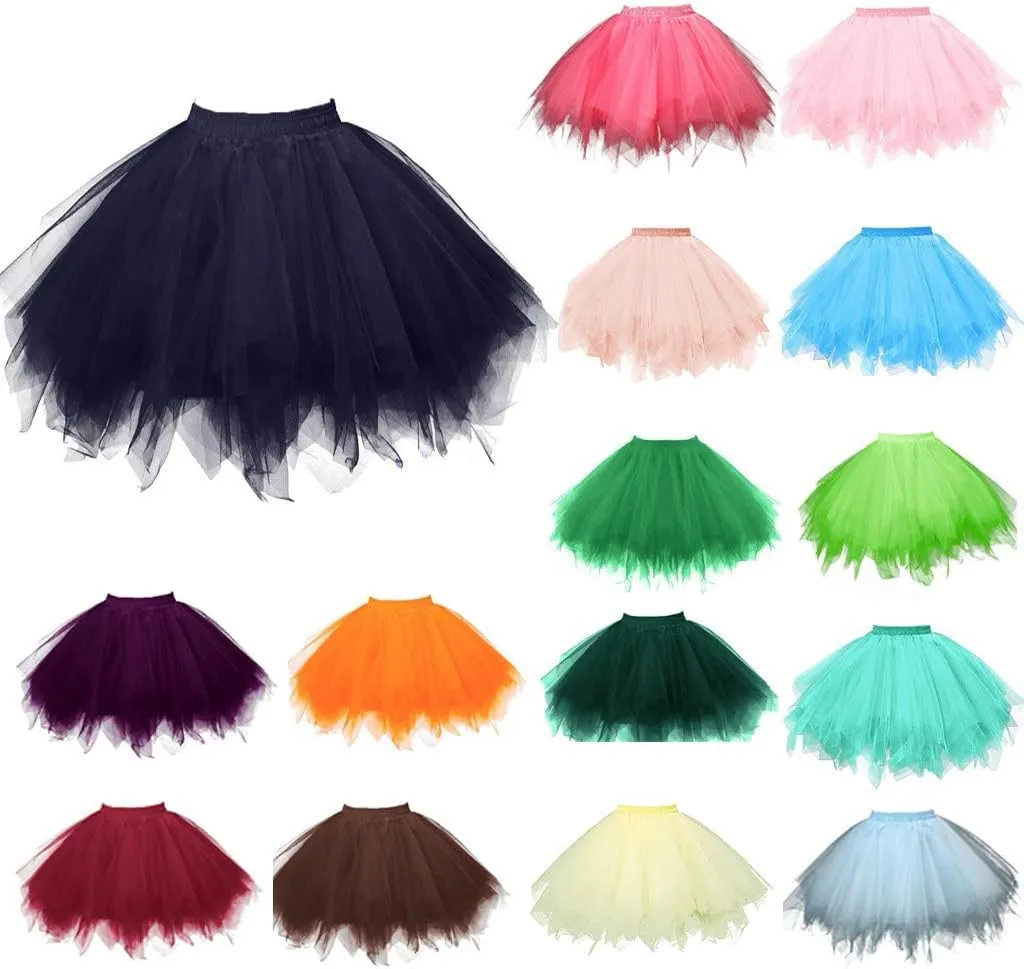 Carnevale New Women Tulle Skirts Knee Length Long Adult Tutu Layered Short Prom Party Midi Skirt Mini Skirt