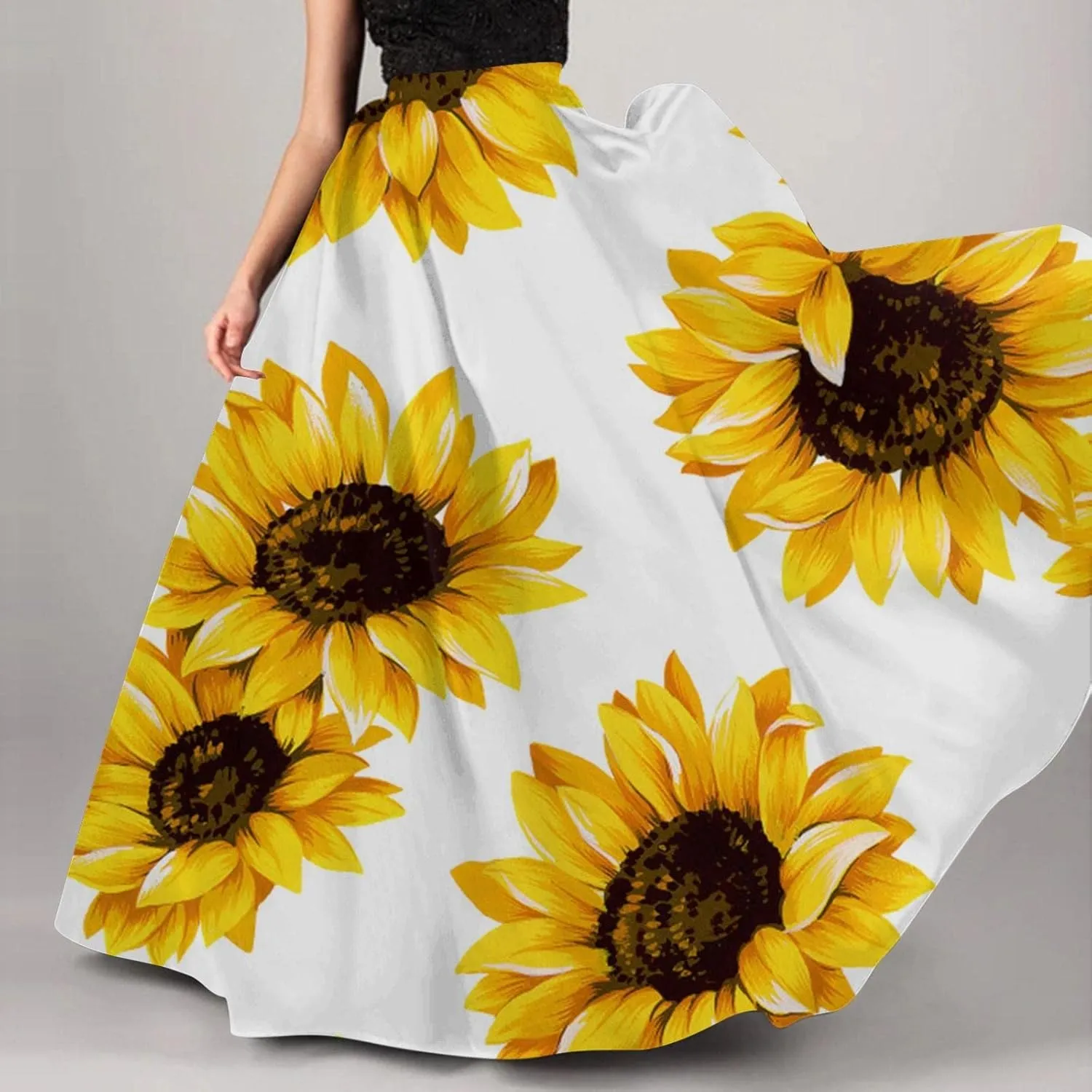 Casual Summer Skirt for Women 2023 Boho High Waist Boho Printed Loose Hem Swing Long Maxi Skirt with Pocket Party Flowy