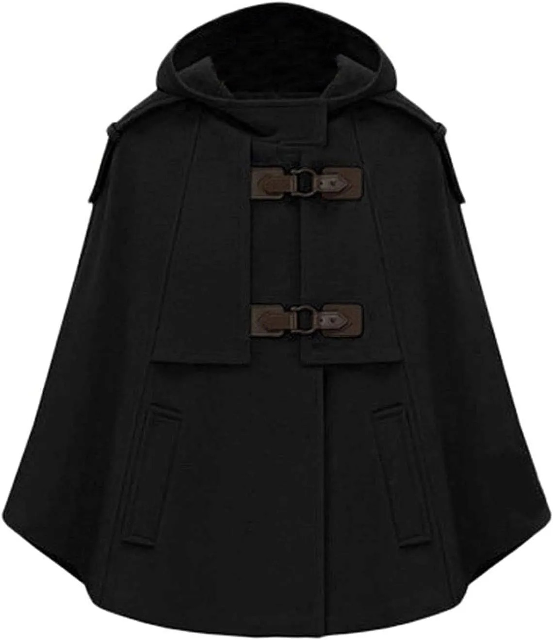 CHARTOU Women's Cute Batwing-Sleeve Hooded Wool Baggy Poncho Cape Cardigans Outwear