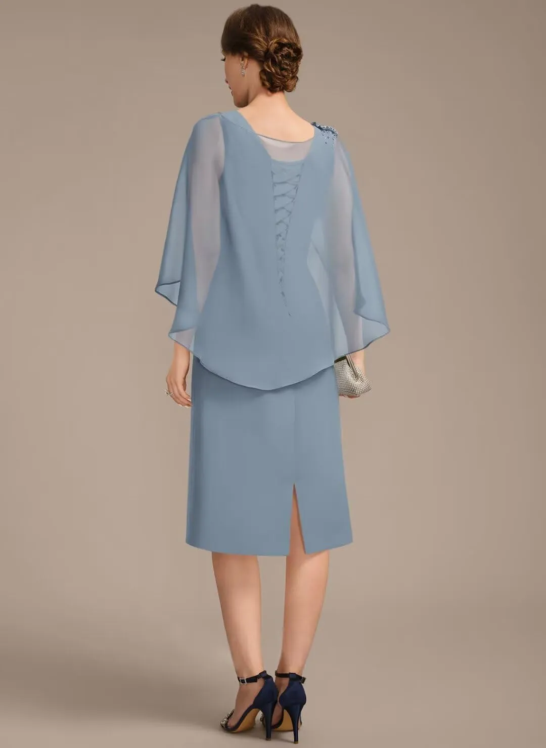 Chiffon Mother of The Bride Dresses 2025 Tea Length Formal Dresses with Jacket XOD0483