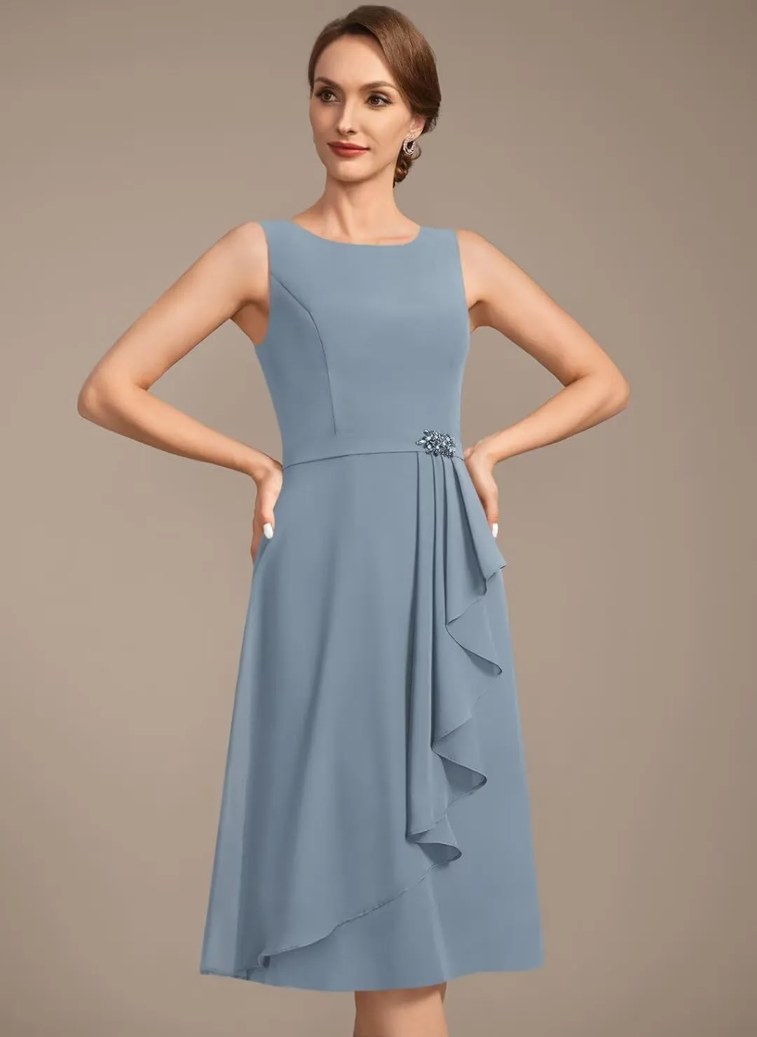 Chiffon Mother of The Bride Dresses 2025 Tea Length Formal Dresses with Jacket XOD0483