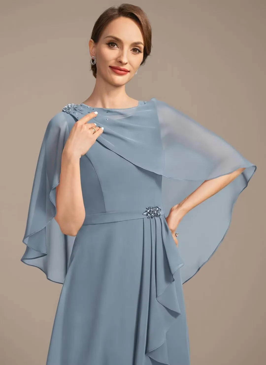 Chiffon Mother of The Bride Dresses 2025 Tea Length Formal Dresses with Jacket XOD0483