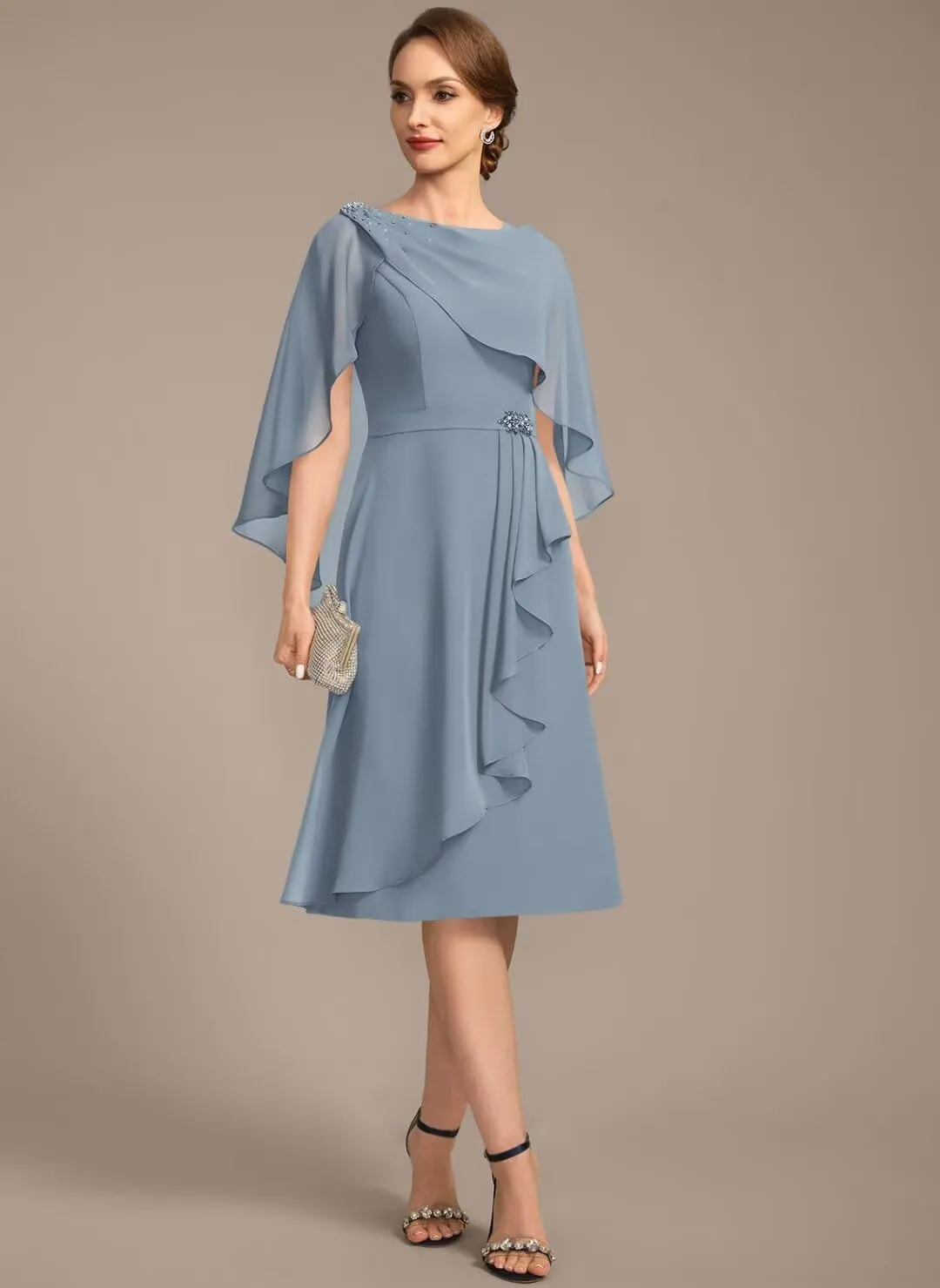 Chiffon Mother of The Bride Dresses 2025 Tea Length Formal Dresses with Jacket XOD0483