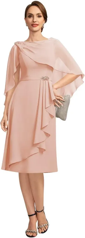 Chiffon Mother of The Bride Dresses 2025 Tea Length Formal Dresses with Jacket XOD0483