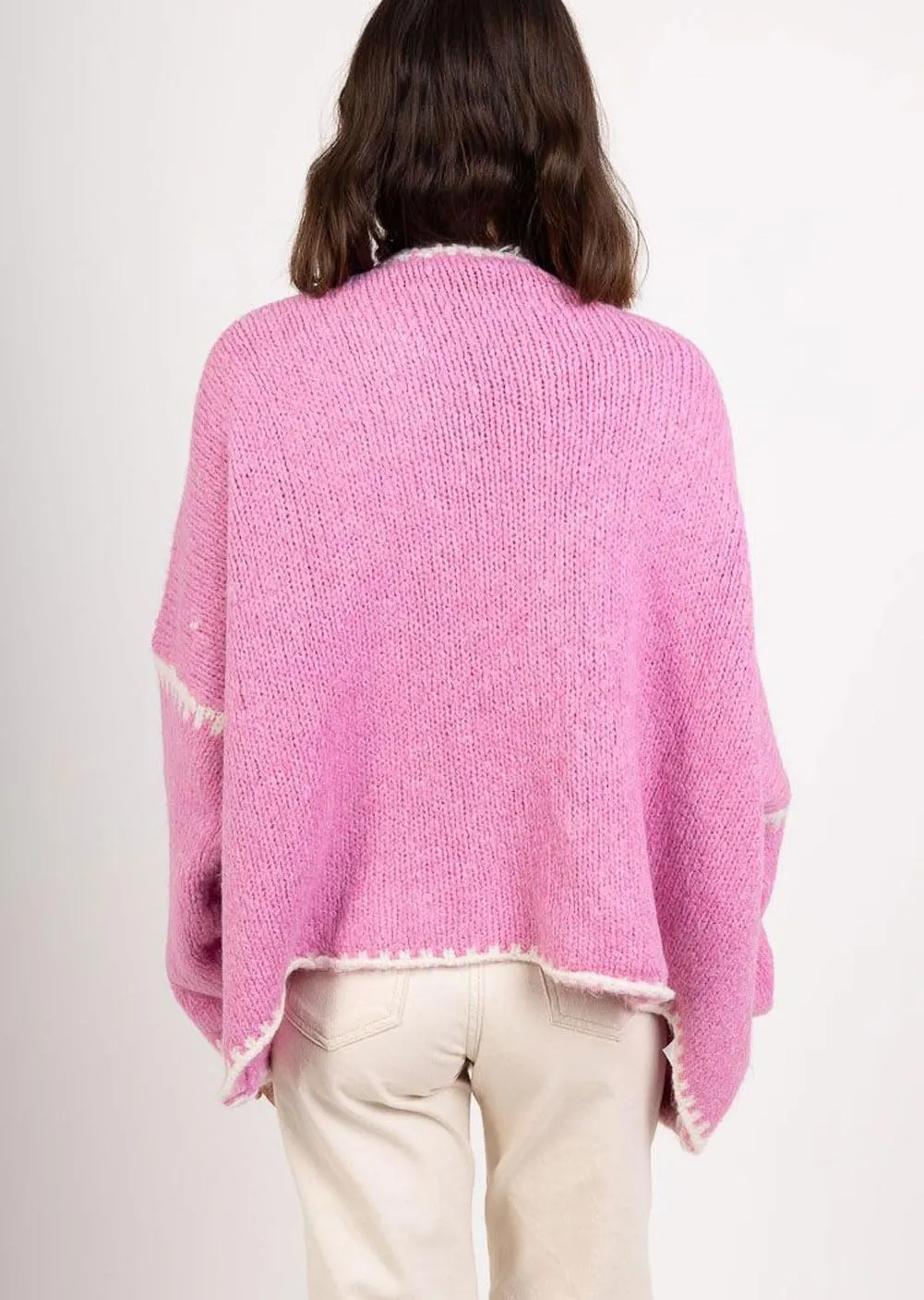 chouyatou Women Fall Open Front Color Block Cardigan Sweater Casual Striped Chunky Knit Oversized Cardigan