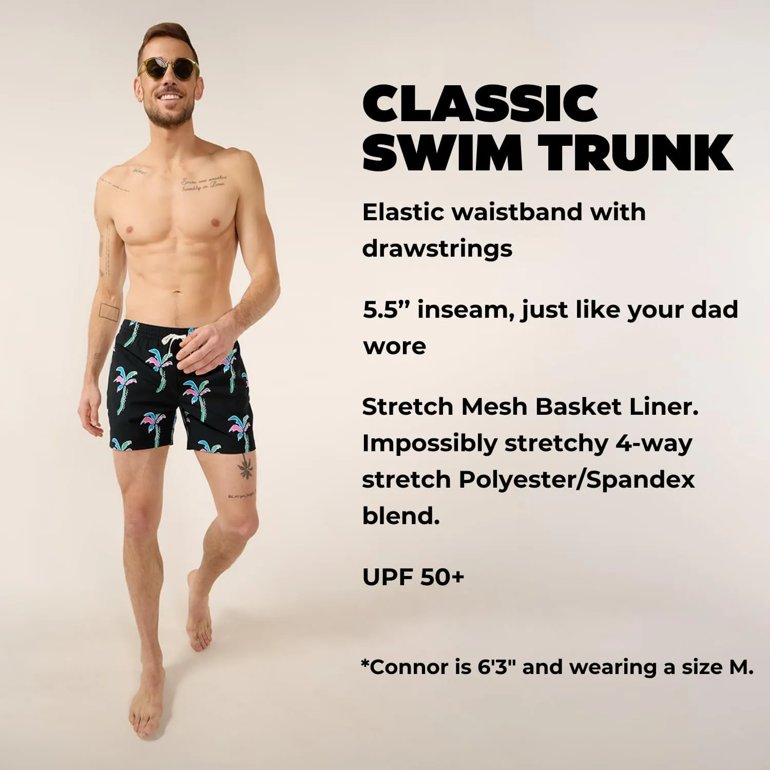 Chubbies Mens Swim Trunks  Mens Swim Shorts with 4-Way Stretch, 5.5 Beach Shorts with Elastic Waist, Drawstring,Mesh Lining