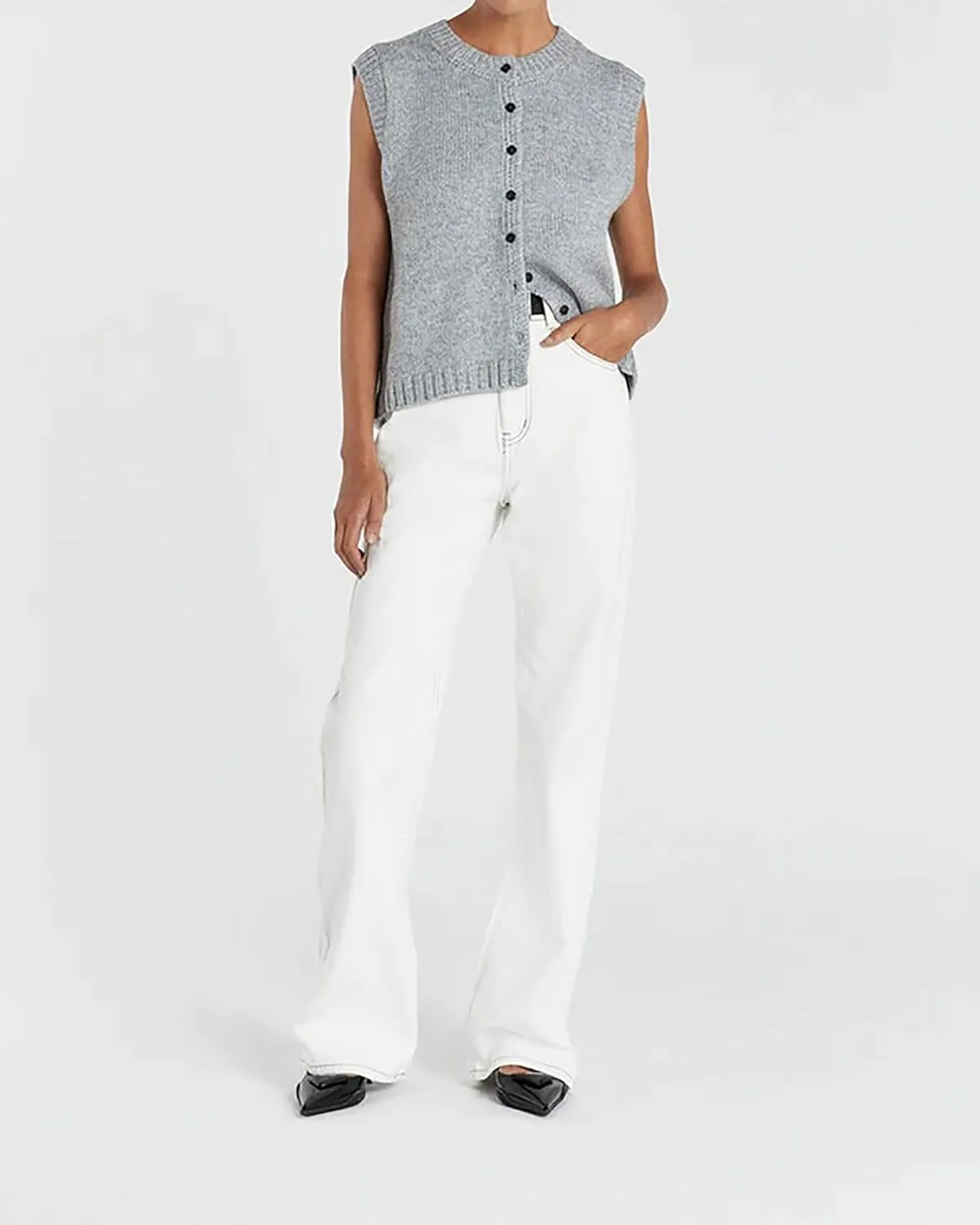 Cioatin Women Summer Knit Sweater Vest 2024 Sleeveless Button Down Loose Cardigan Tank Shirt Top Going Out Outfits Teen
