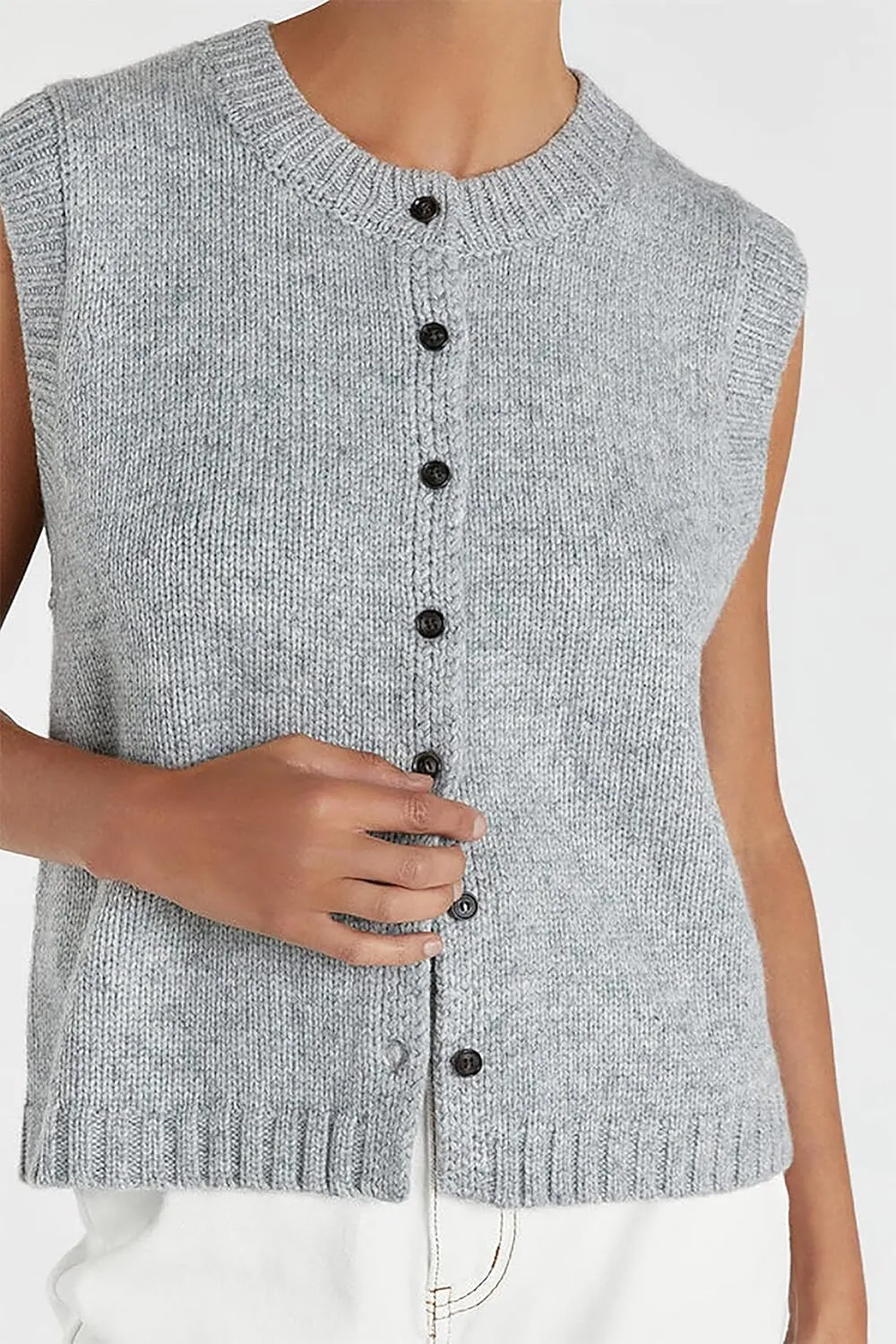 Cioatin Women Summer Knit Sweater Vest 2024 Sleeveless Button Down Loose Cardigan Tank Shirt Top Going Out Outfits Teen