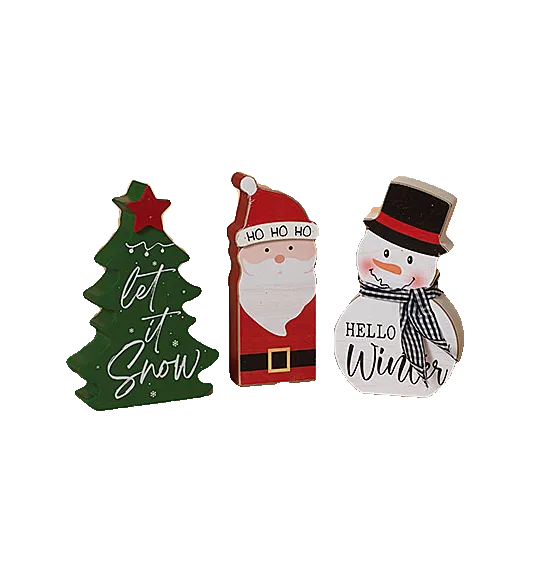 Classic Christmas Wood Decor Blocks, 5.5"