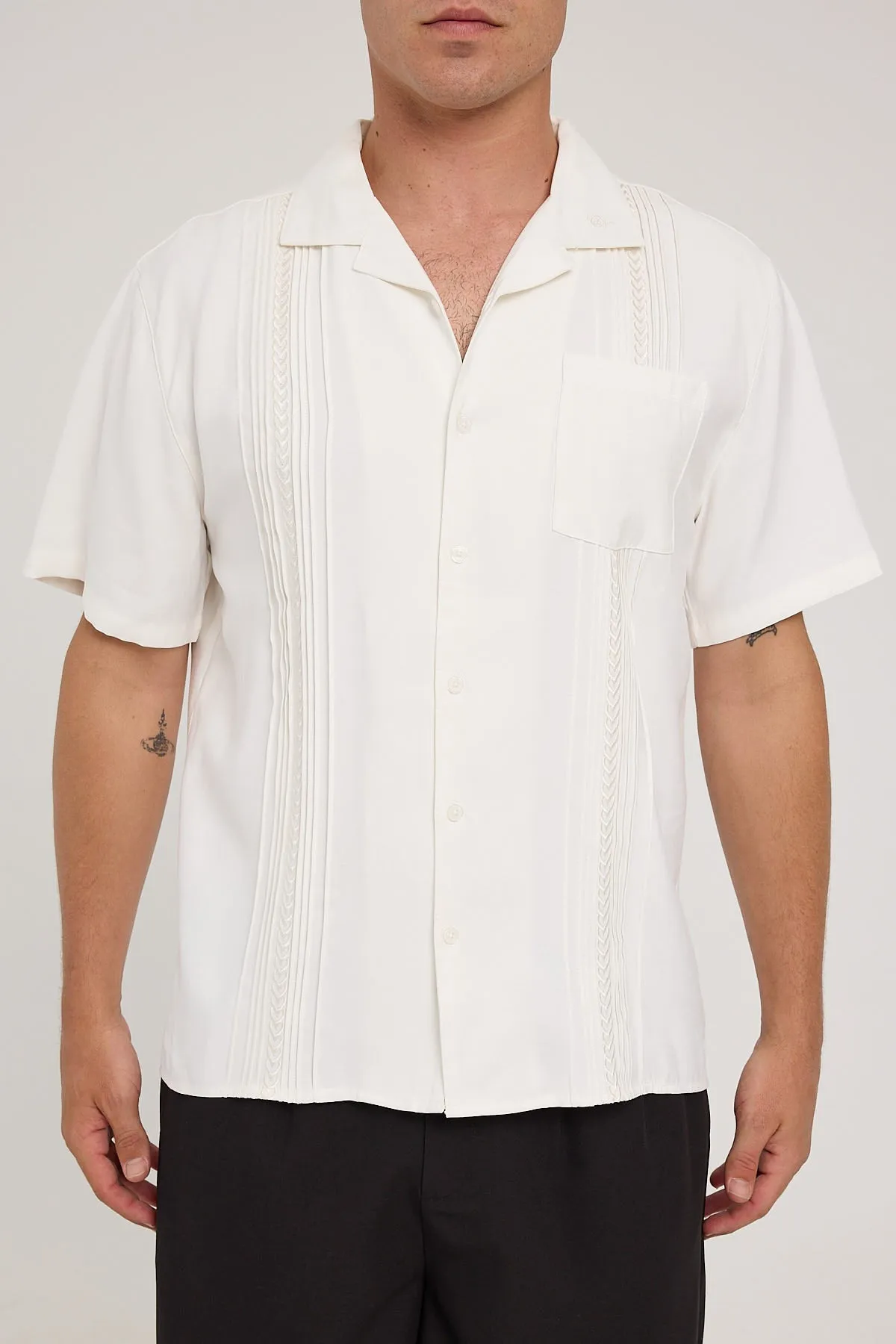 Common Need Emerson Bowler Resort Shirt White