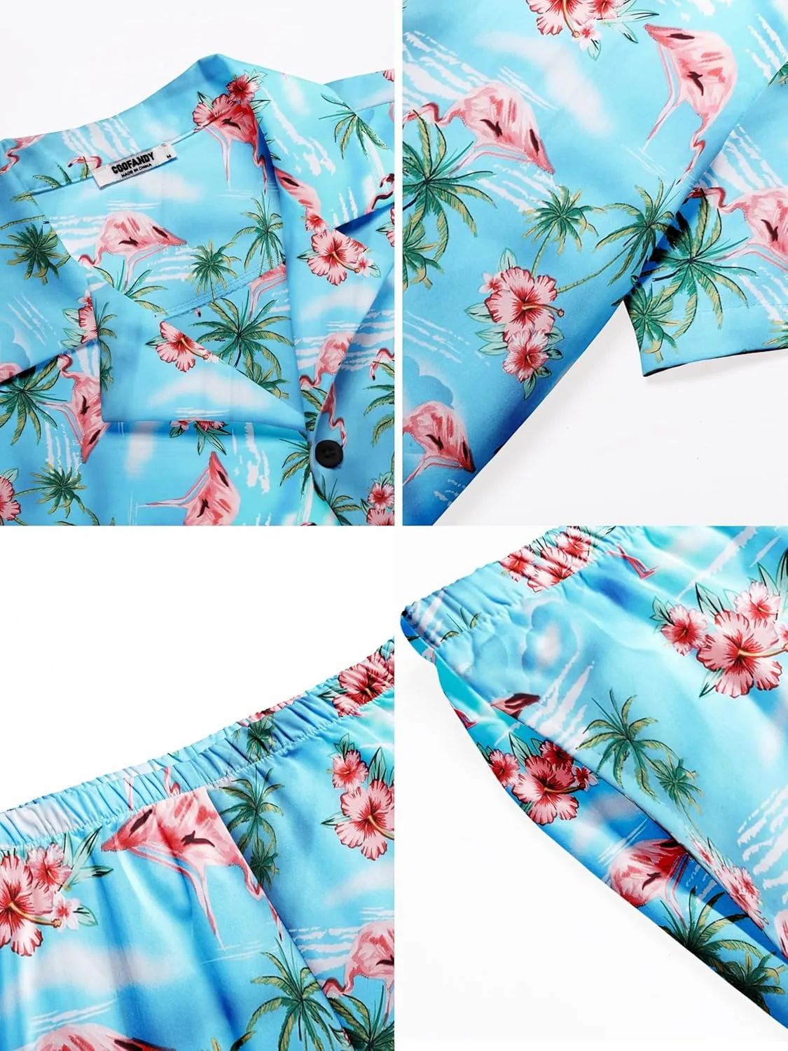COOFANDY Men's Hawaiian Matching Shirt and Shorts Set Summer Beach 2 Piece Outfits Short Sleeve Cuban Shirts and Shorts