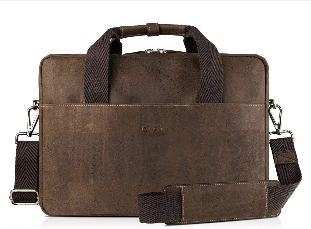Cork Briefcase for Men  Mens Bag - Vegan Leather  Cruelty Free  Eco Friendly - Black