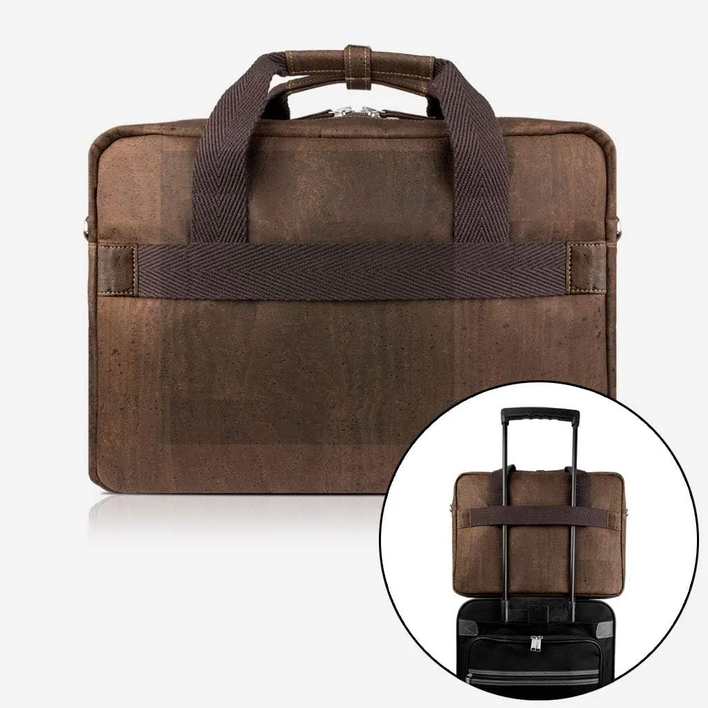 Cork Briefcase for Men  Mens Bag - Vegan Leather  Cruelty Free  Eco Friendly - Black