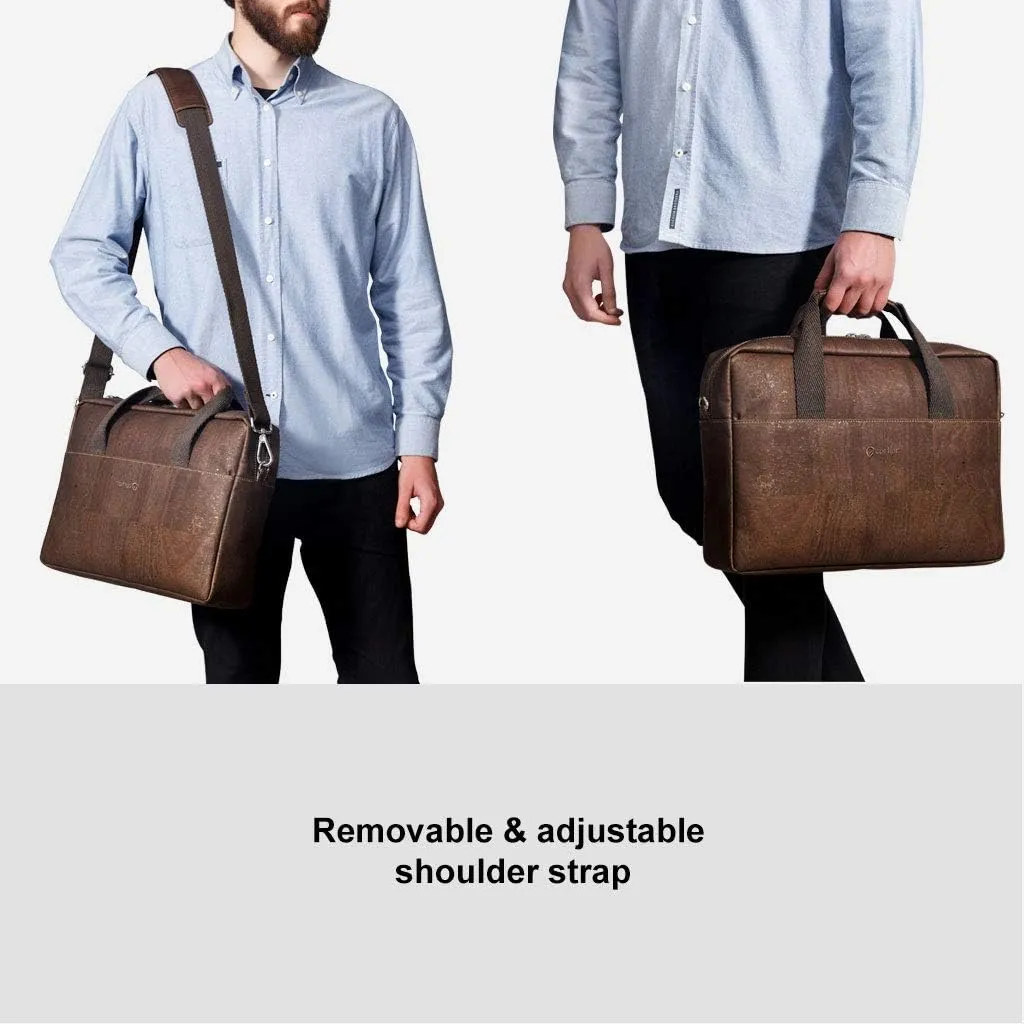 Cork Briefcase for Men  Mens Bag - Vegan Leather  Cruelty Free  Eco Friendly - Black