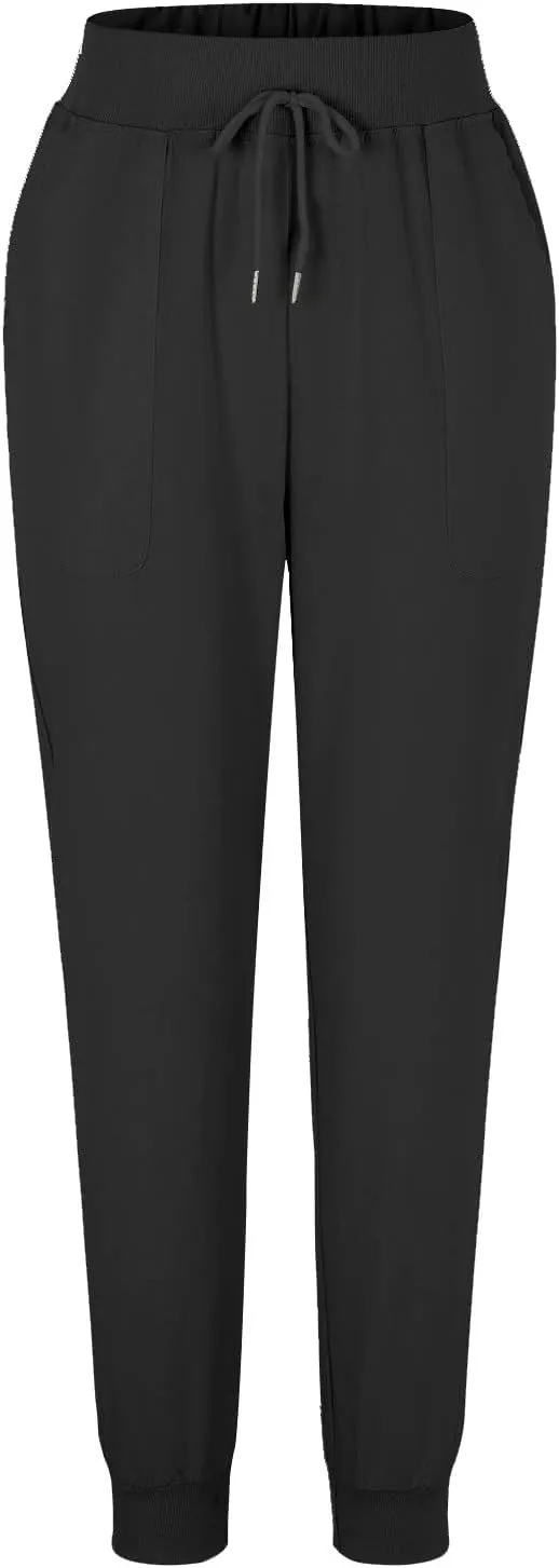 Cotton Linen Pants for Women Summer Drawstring Elastic Sweatpants High Waist Trousers with Pockets Casual Joggers