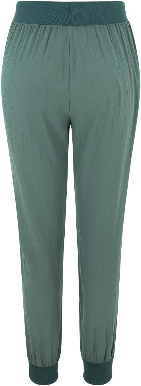 Cotton Linen Pants for Women Summer Drawstring Elastic Sweatpants High Waist Trousers with Pockets Casual Joggers