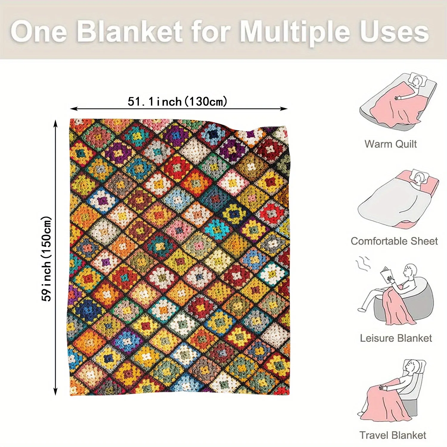 Cozy Check Pattern Flannel Blanket for Sofa Bed Raya