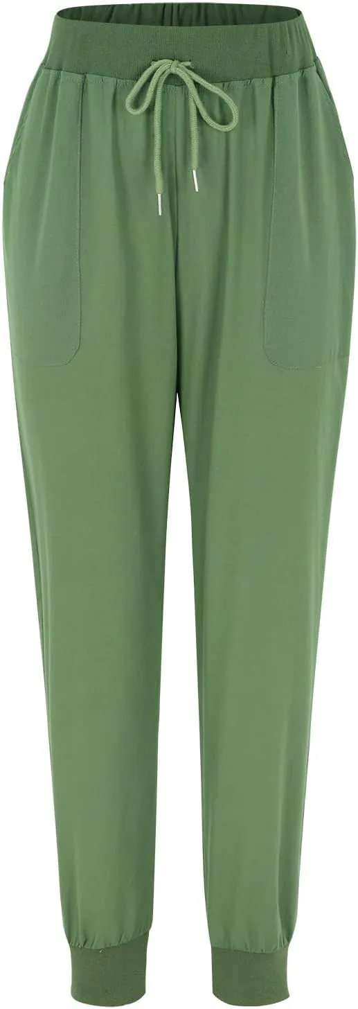 CRNTCEM Womens Straight Leg Beach Pants Slim Fit Travel Running Anckle Pant Workout Sweatpants Casual Cotton Linen Pants