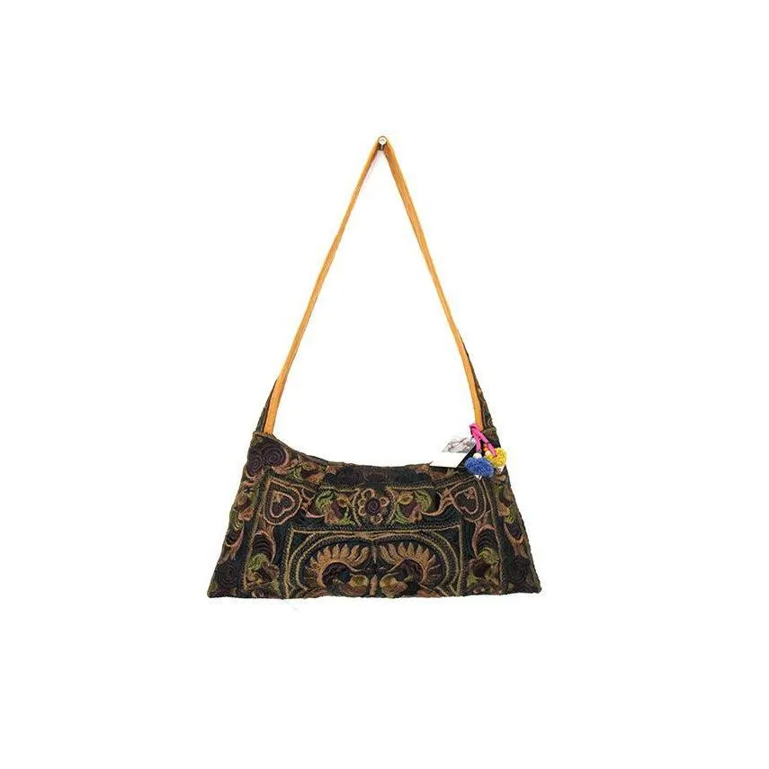 Crossbody Embroidered Hmong Floral Geometric Bag - Thailand
