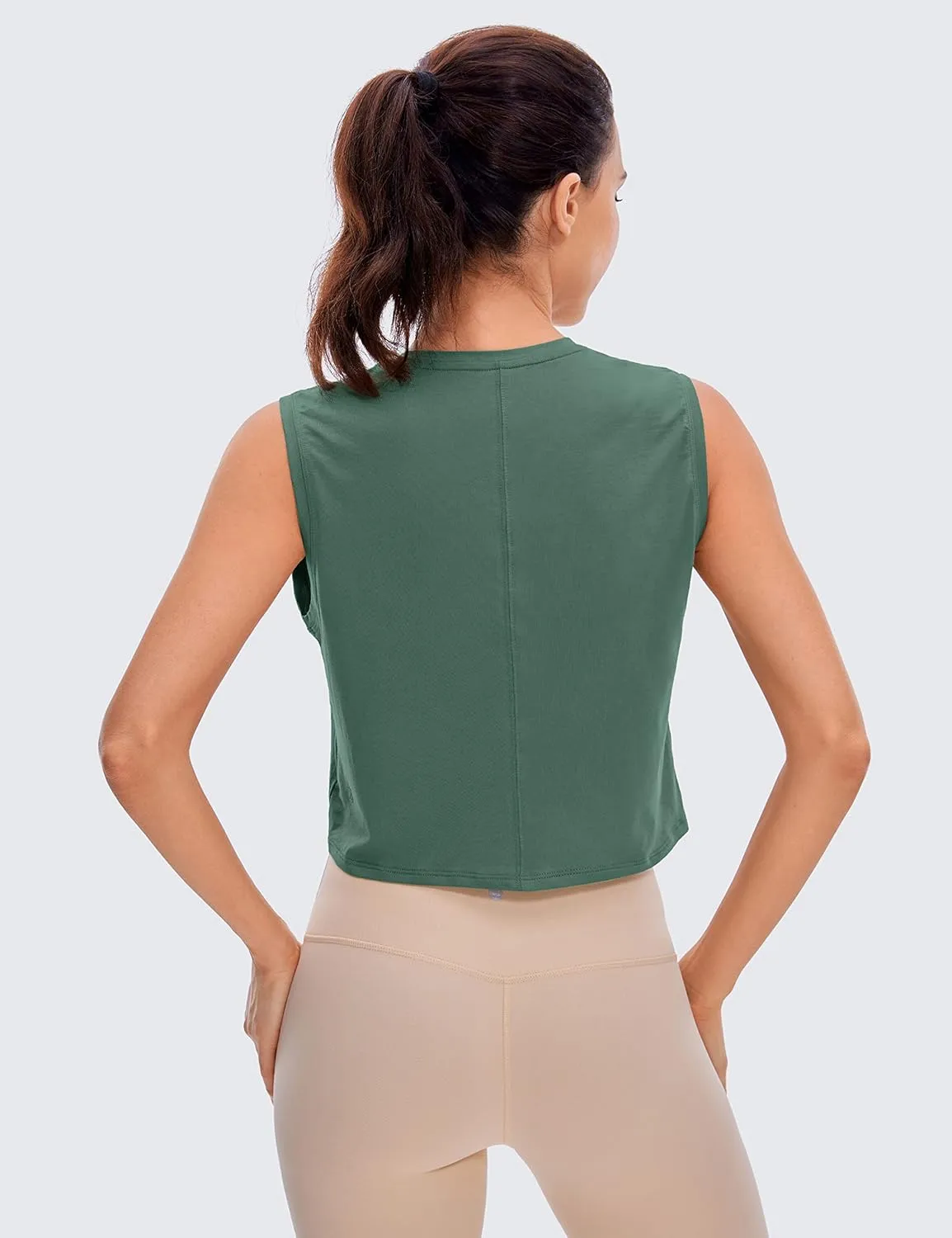 CRZ YOGA Pima Cotton Cropped Tank Workout Crop Tops for Women Sleeveless Athletic Loose Yoga Shirts