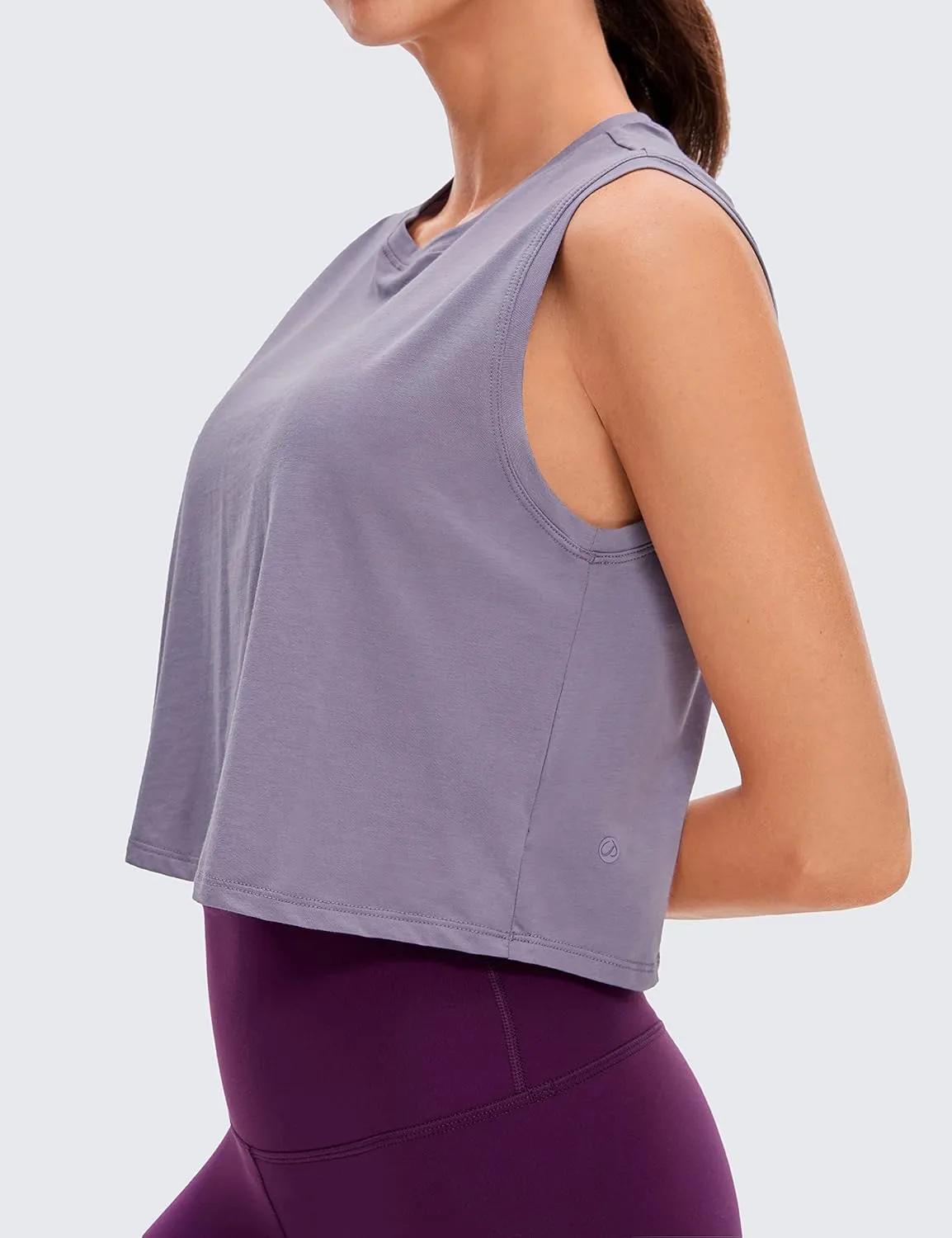 CRZ YOGA Pima Cotton Cropped Tank Workout Crop Tops for Women Sleeveless Athletic Loose Yoga Shirts