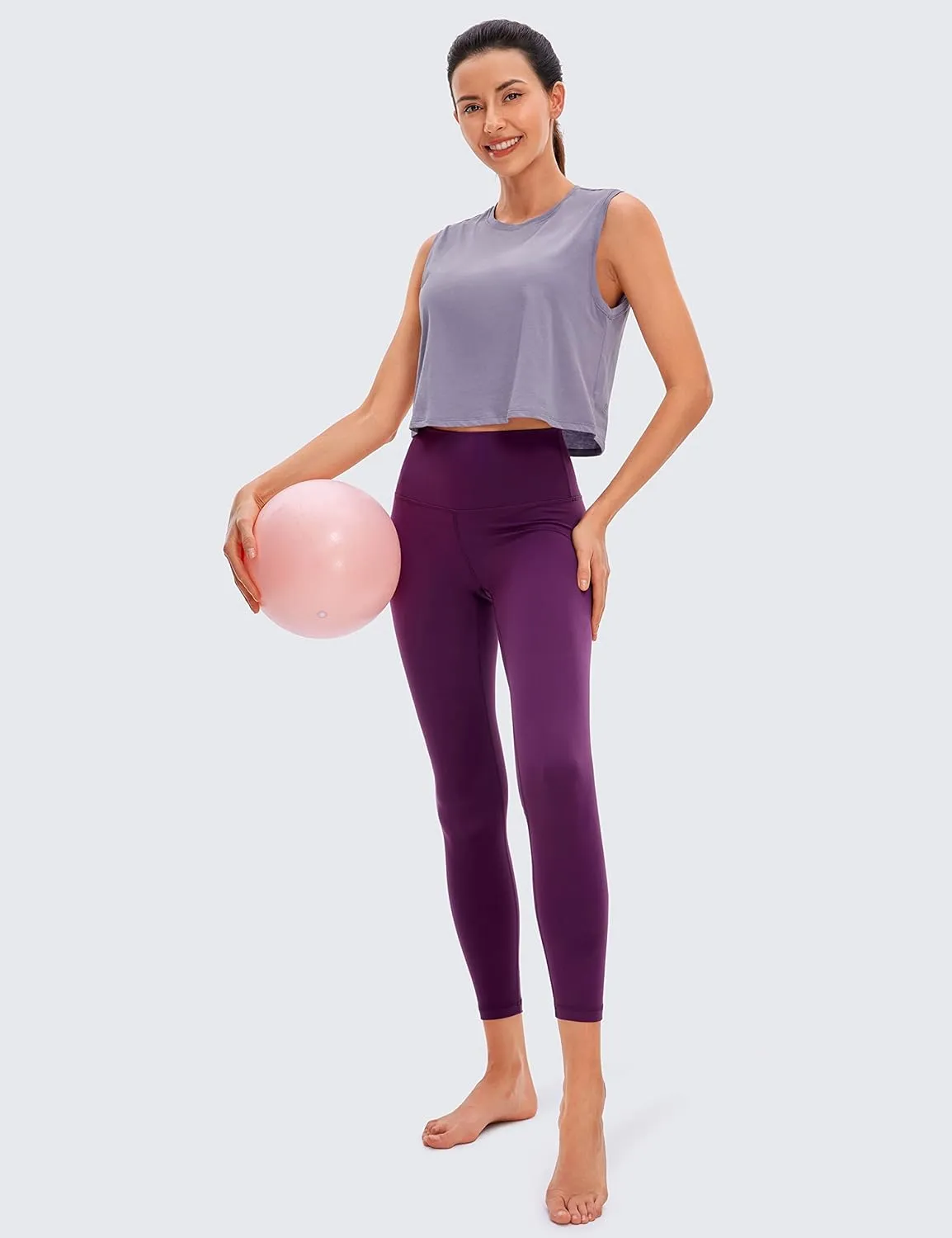 CRZ YOGA Pima Cotton Cropped Tank Workout Crop Tops for Women Sleeveless Athletic Loose Yoga Shirts