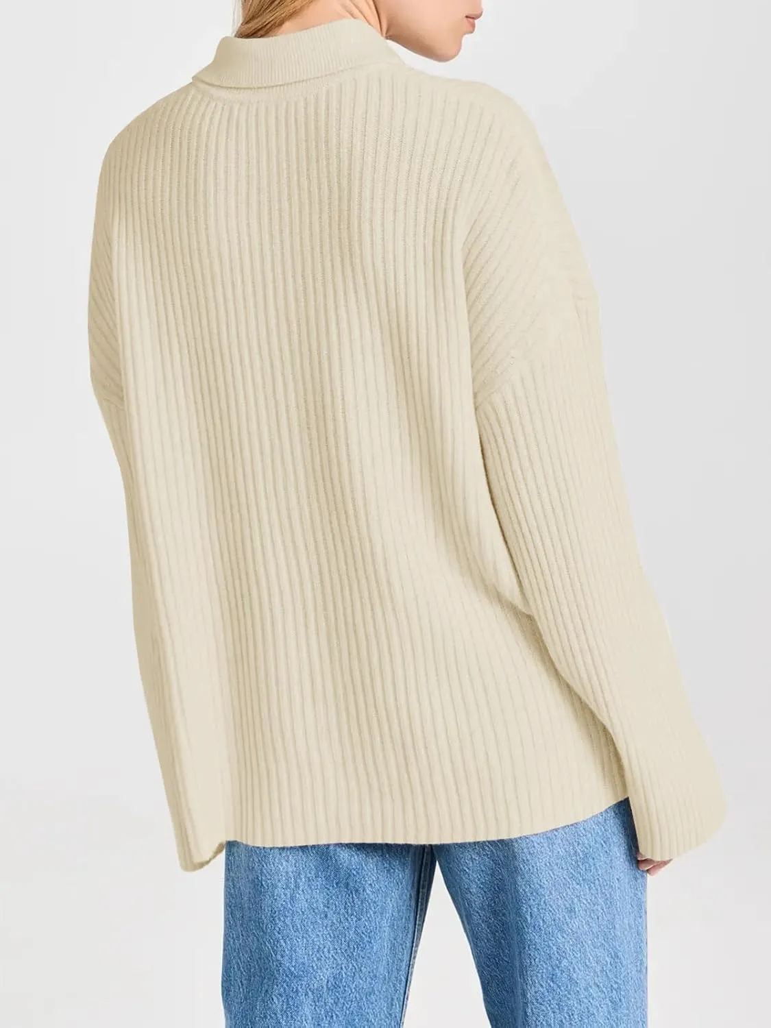 Danedvi Womens Collared Cardigan Sweaters Oversized Ribbed Knit Open Front Button Up Bell Sleeve Outwear