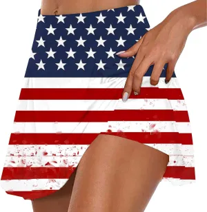 DDAPJ pyju Athletic Skorts for Women American Flag Print Patriotic Shorts High Waisted Golf Tennis Skirts 4th of July 2025