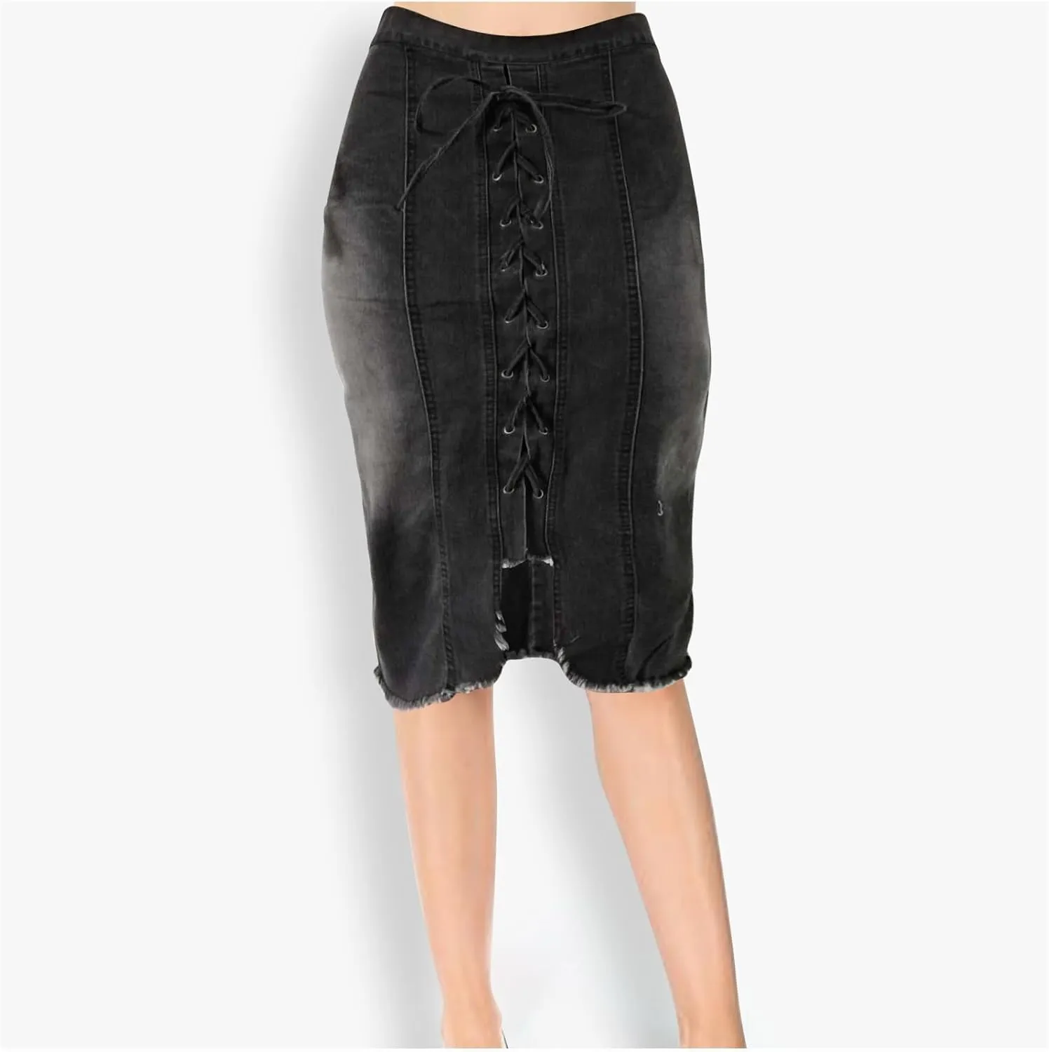 Denim Skirts for Women 2025 Bandage High Waist Bodycon Knee Length Midi Skirt Y2K Fashion Jean Skirts