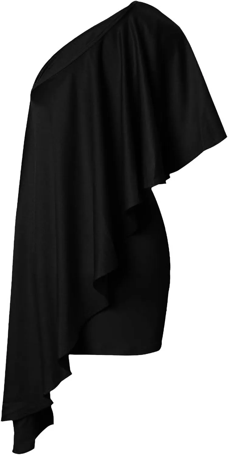 Dress for Women, Women's Fashion Sexy Summer Off Shoulder Short Sleeve Sequin Ruffle Irregular Dresses