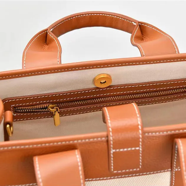 Durable Canvas and Leather Urban Messenger Laptop Bag -i7bags