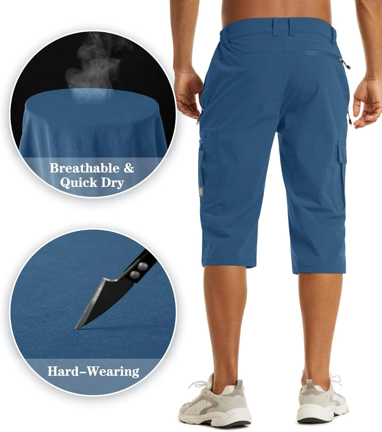 EKLENTSON Men's Workout Shorts Quick Dry Gym Hiking Shorts Zipper Pockets Lightweight Athletic 3/4 Capri Pants for Men