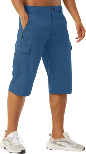 EKLENTSON Men's Workout Shorts Quick Dry Gym Hiking Shorts Zipper Pockets Lightweight Athletic 3/4 Capri Pants for Men