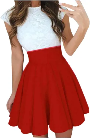 Evening Dresses Midi Length Women Fashion High Waist Multicolor Pleated Solid Short Skirt