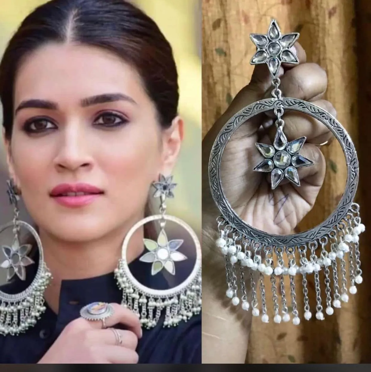Exquisite Big Size Mirror Design Kriti Sanon Earrings