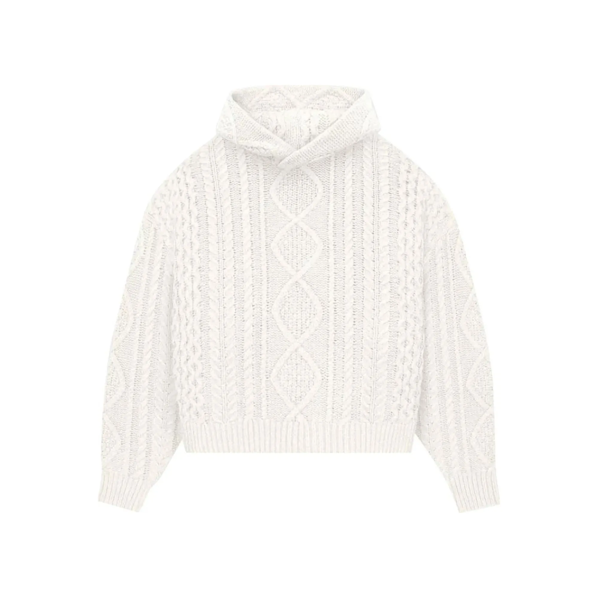 Fear of God Essentials Cable Knit Hoodie "Cloud Dancer"